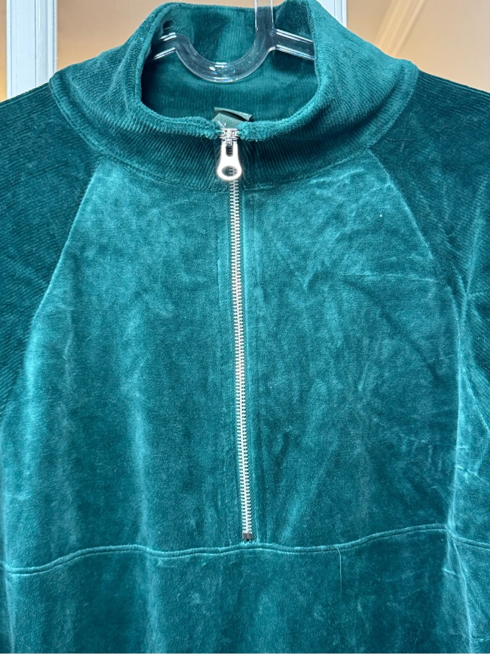 🦚 wild fable Dark Green Velour Quarter-Zip Pullover 🦚 - Picture 3 of 5